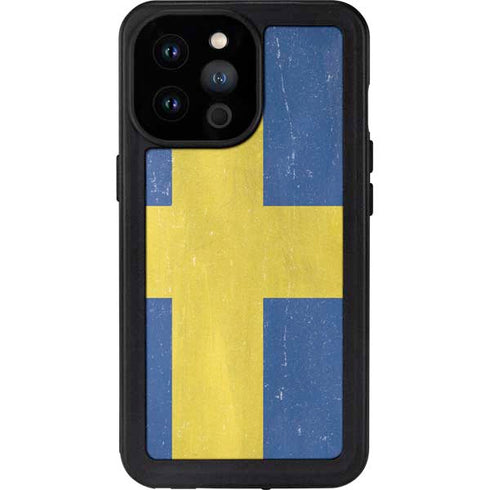 Sweden Flag Distressed iPhone 14 Pro Max Waterproof Case
